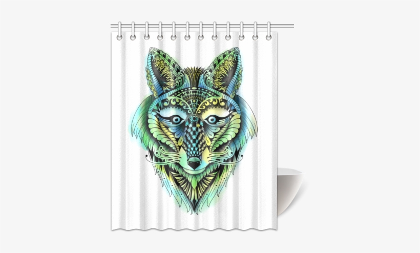 Water Color Ornate Foxy Wolf Head Ornate Drawing Shower - Ornate Foxy Wolf Twin Duvet, transparent png download