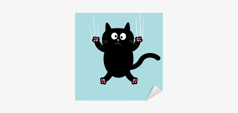Cartoon Black Cat Claw Scratch Glass Background - Cartoon Black Cat, transparent png download