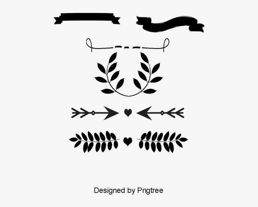 Leaves Cartoon Leaves Love Vector Love Ribbon Black - Black Ribbon, transparent png download