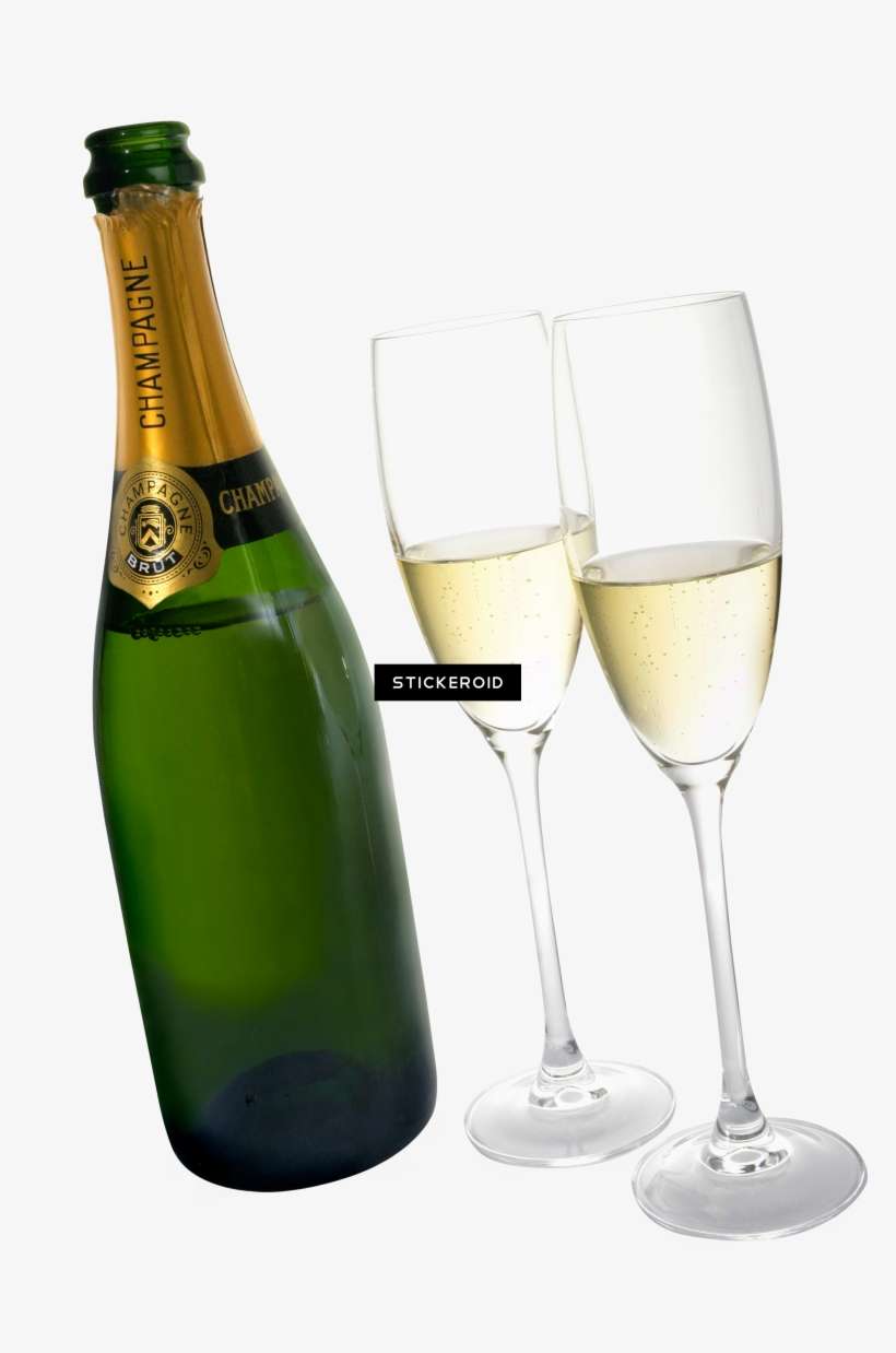 Champagne Bottle - Wine Glass, transparent png download