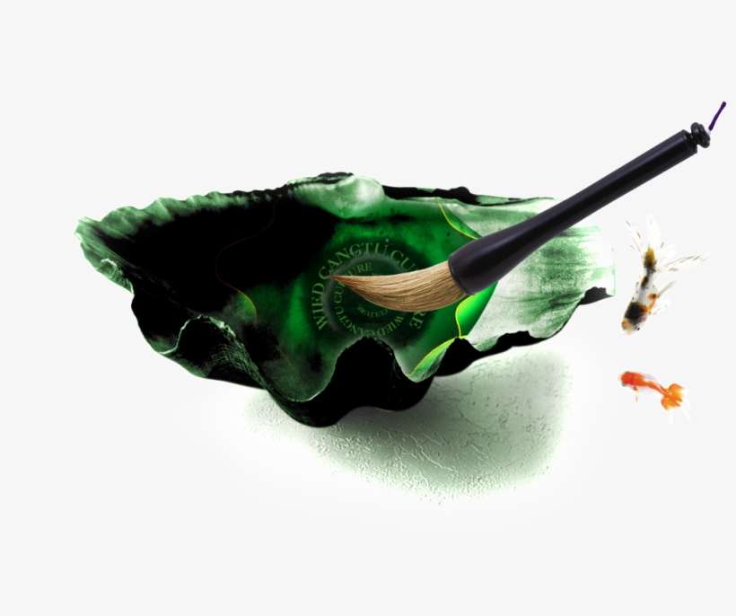 Chinese Style Brush Ink Goldfish Png - Ppt 背景 图片 素材, transparent png download