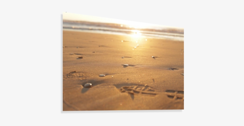 Pebble Stones And Footsteps On Sand At Sunrise Canvas - Rock, transparent png download