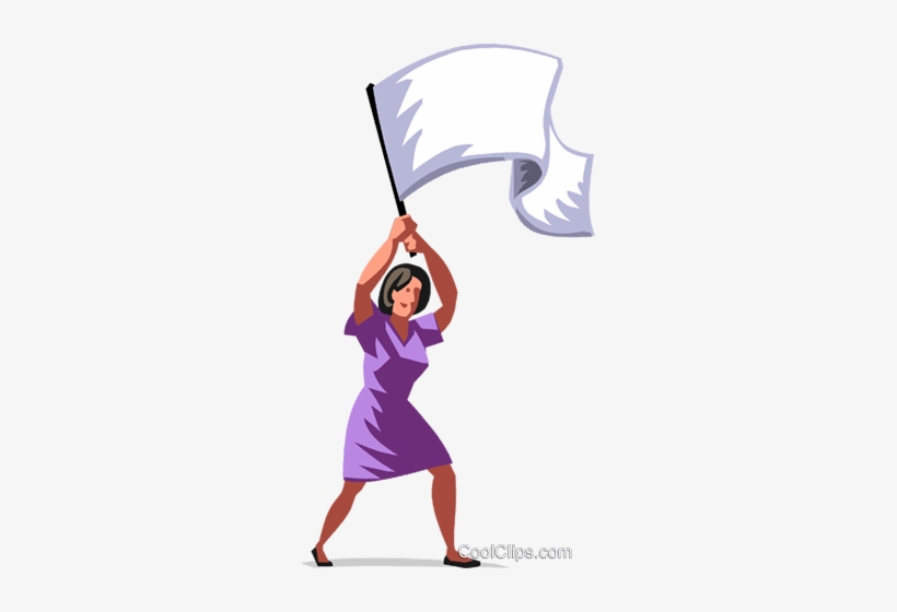 Businesswoman Waving A White Flag Royalty Free Vector - Frau Mit Weiße Fahne, transparent png download