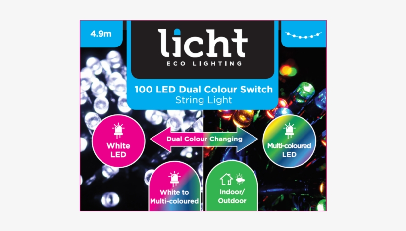 Led Colour Switch String Lights 100pk - Light-emitting Diode, transparent png download