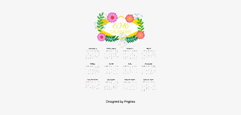 Colorful Flower Decoration Calendar Template, Vector, - Portable Network Graphics, transparent png download