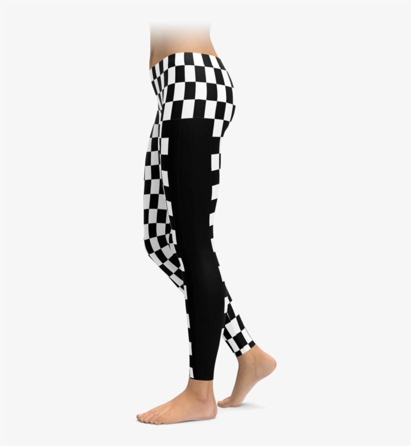 Checkered Flag Racing Stripe Leggings - Leggings, transparent png download