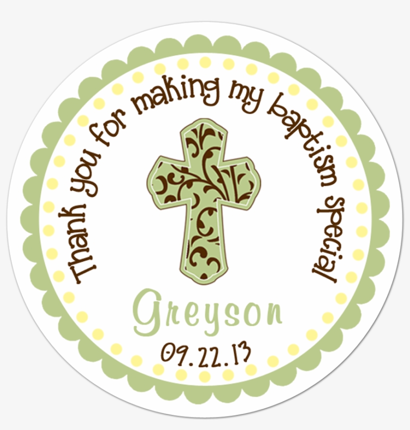 Green Filigree Cross Personalized Sticker - Souvenir Tags For Christening, transparent png download