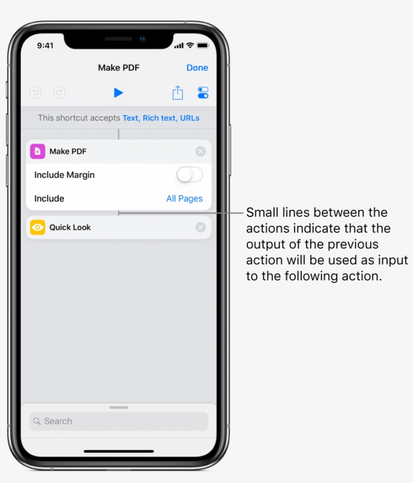Shortcut Editor Showing Vertical Line Connecting Actions - Apple, transparent png download