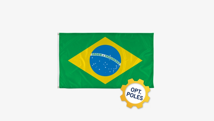 Brazil Flag W/ Optional Flagpole - Brazil Flag, transparent png download