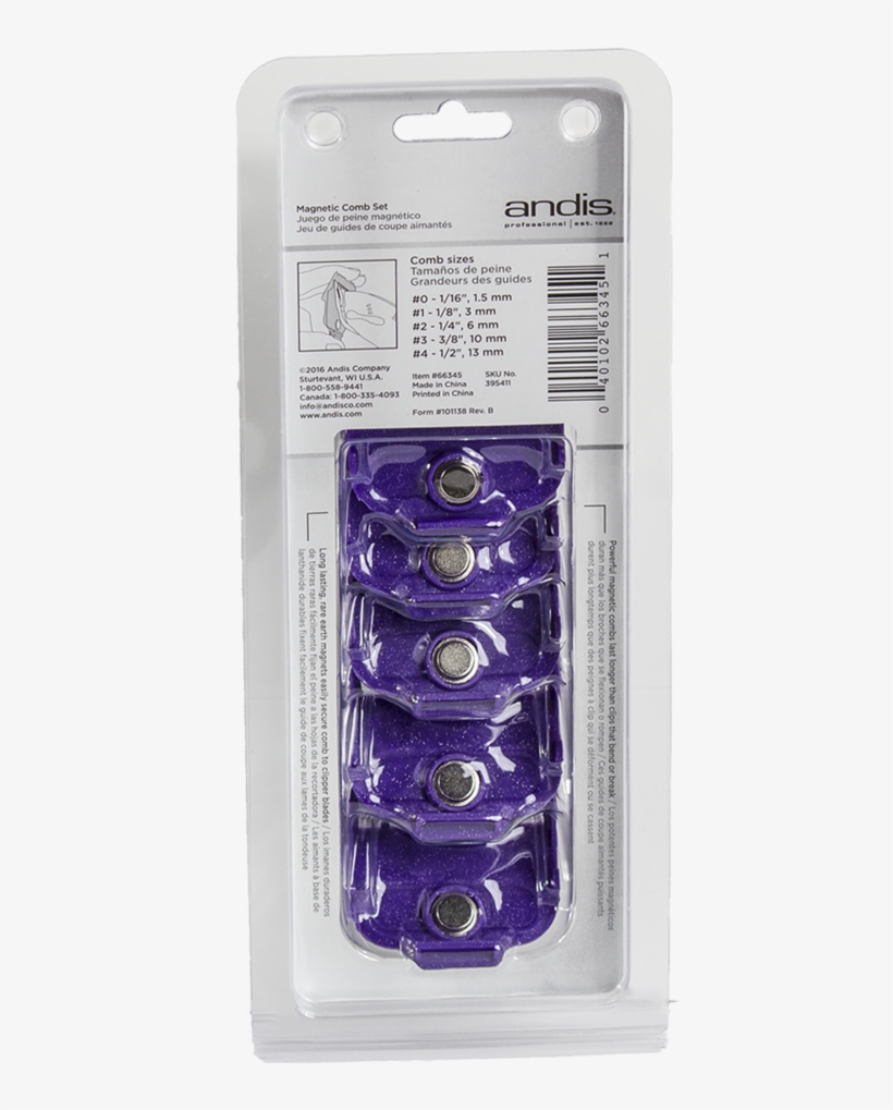 Andis Single Magnetic 5-comb Set - Viola, transparent png download