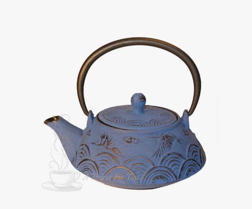 Crane Over Blue Sea Cast Iron Teapot - Blue, transparent png download