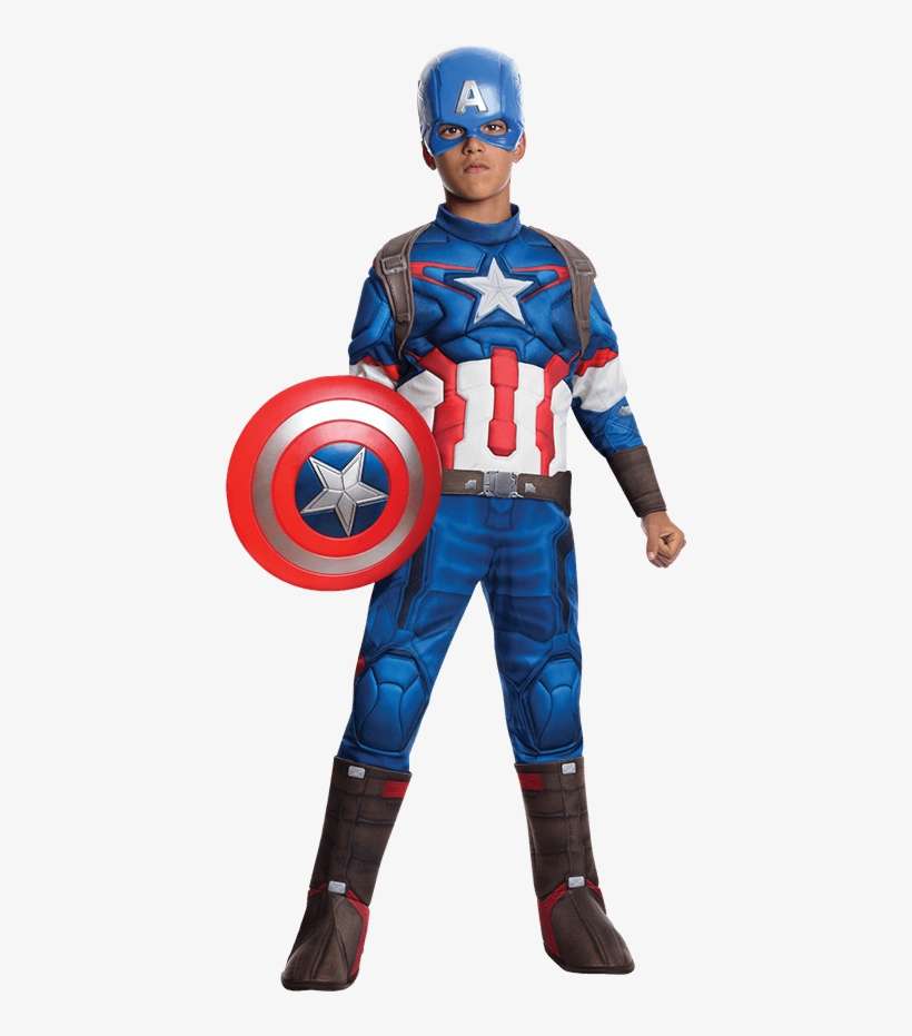 Boys Age Of Ultron Deluxe Captain America Costume - Kid Captain America Halloween Costume, transparent png download