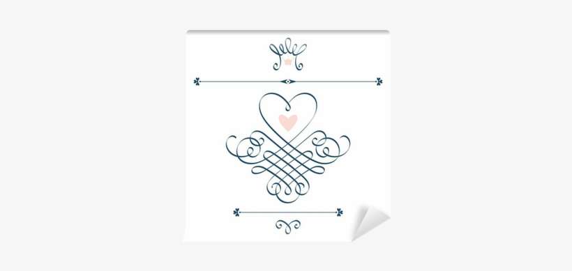 Calligraphic Heart, Crown, Flourish Wall Mural • Pixers® - Heart, transparent png download