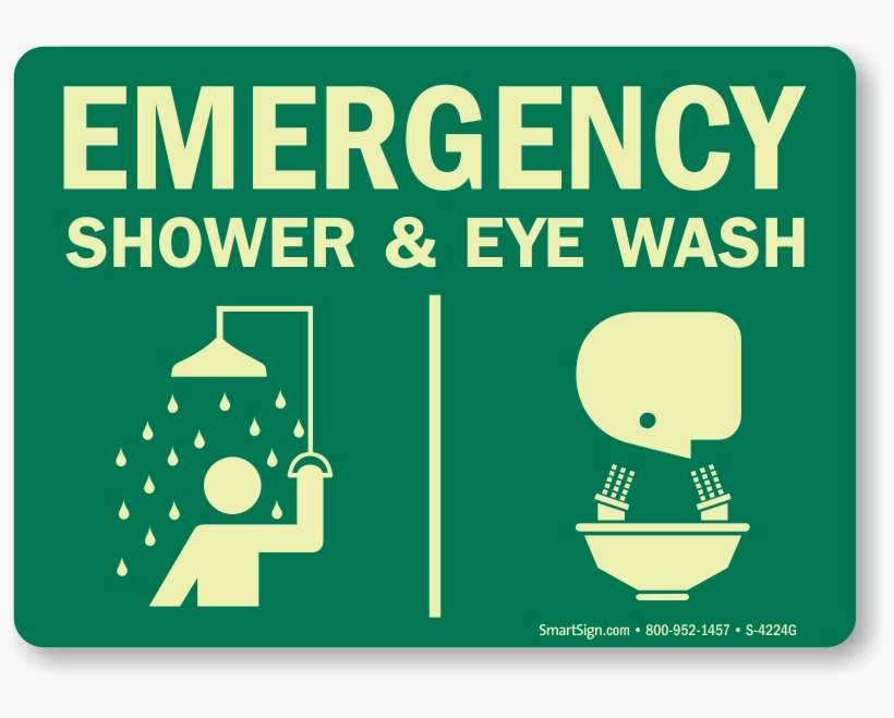Emergency Shower & Eye Wash Sign - Emergency Shower And Eyewash Sign, transparent png download
