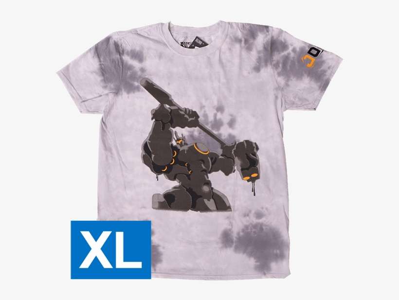 Overwatch Reinhardt Spray Decal Men's T Shirt - Overwatch Reinhardt Hammer Down Spray Tee Shirt, transparent png download