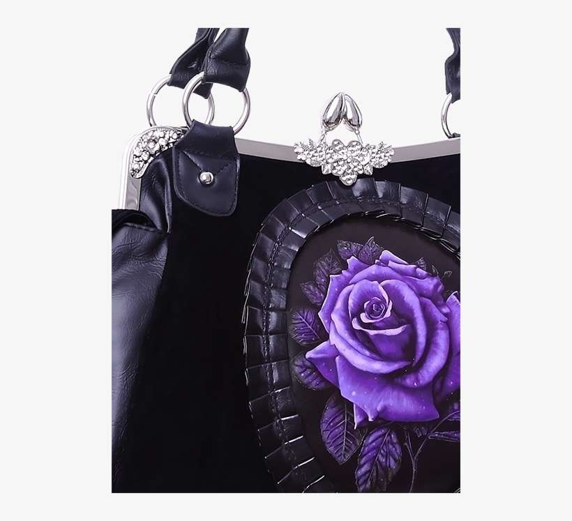 Wednesday - Restyle Purple Rose Cameo Velvet Bag, transparent png download
