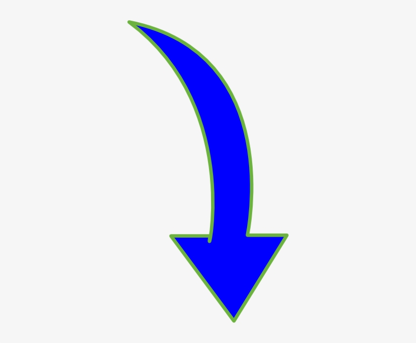 Curved Arrow Bright Blue Small - Curved Arrow Pointing Down, transparent png download