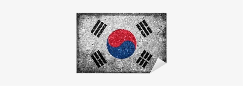South Korean Flag Painted On Concrete Wall Sticker - South Korea Flag, transparent png download