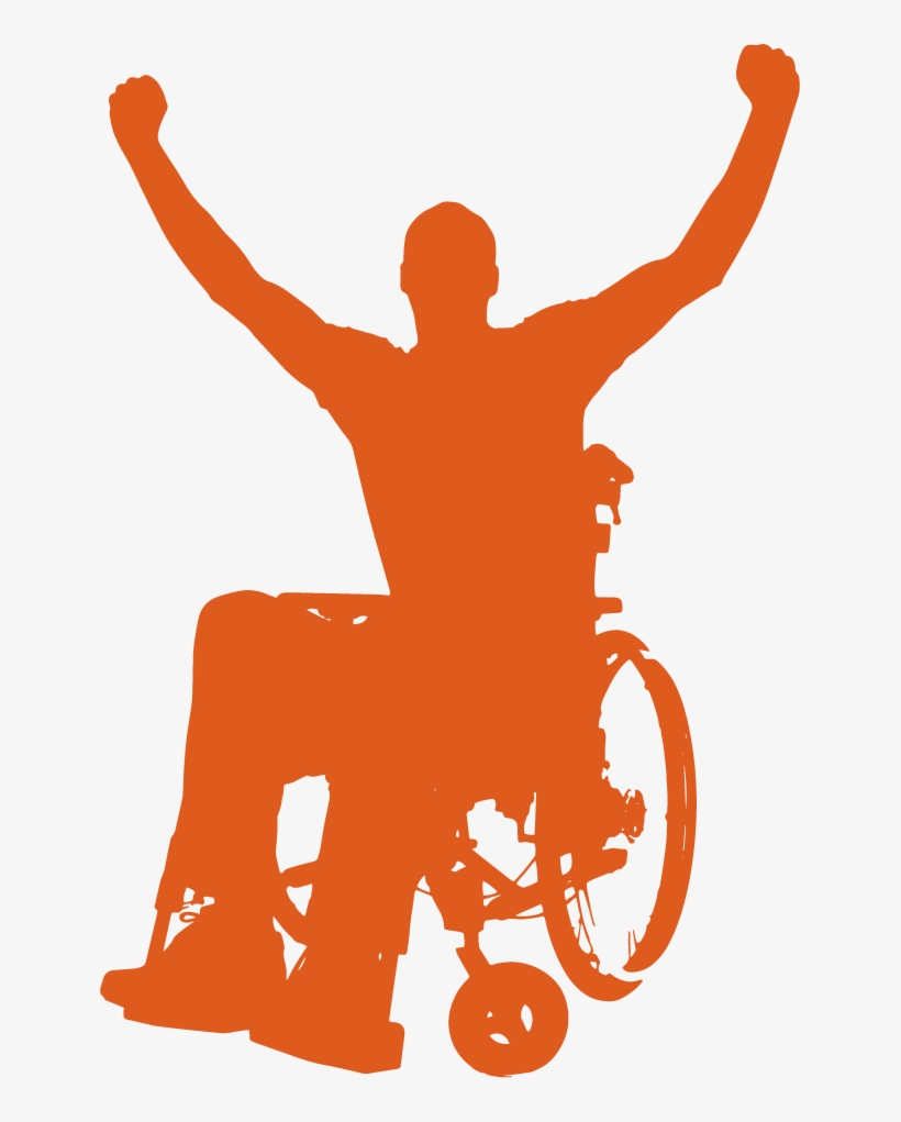 Wheechair Handsup Orange - Wheelchair Silhouette People, transparent png download