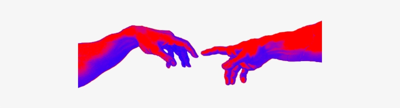 Crop From The Creation Of Adam With Blue Red False - Hands Tumblr Png, transparent png download