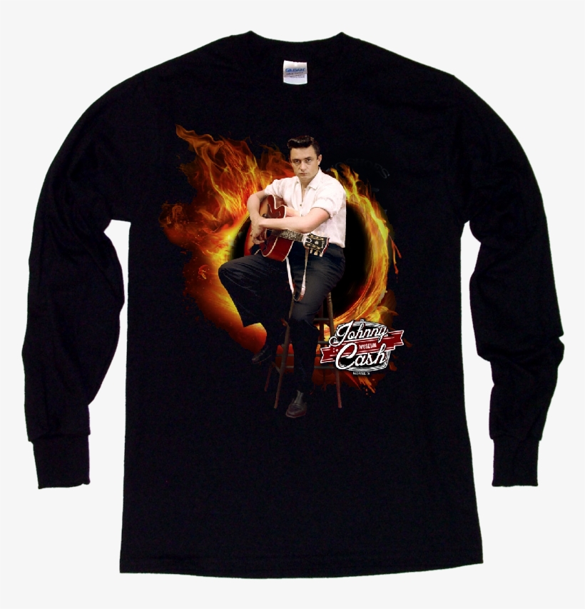 Johnny Cash Museum Long Sleeve Tee- Ring Of Fire - Johnny Cash Ring Of Fire Hoodie, transparent png download