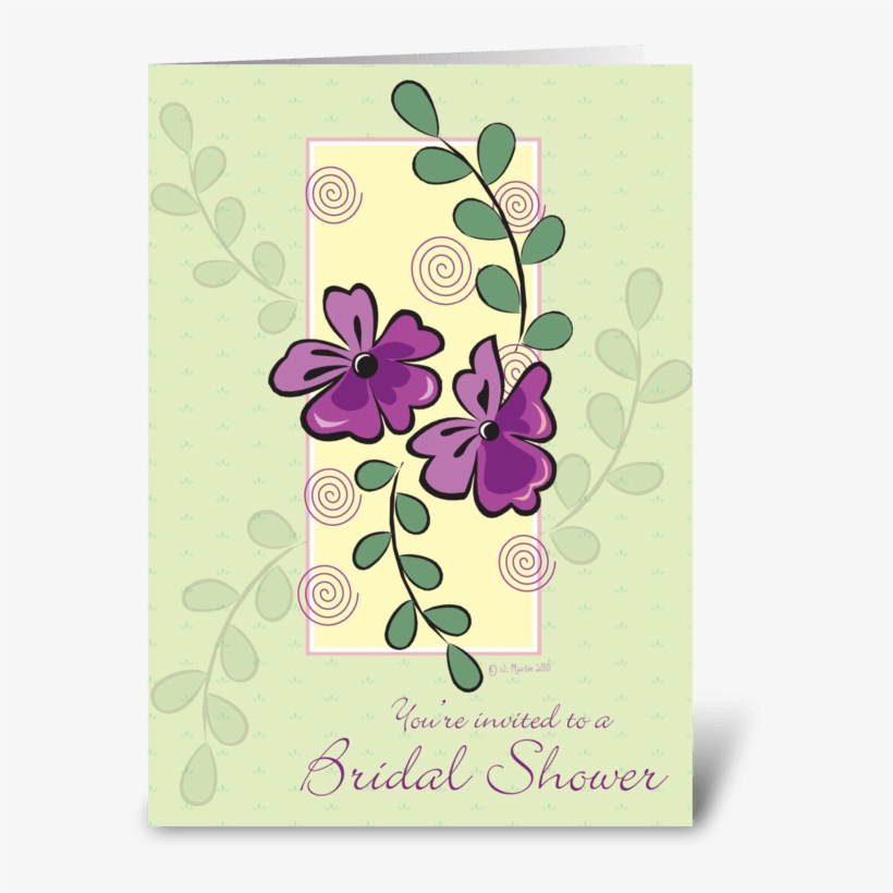 Purple Flowers Bridal Shower Invite Greeting Card - Birthday Card - Purple Vines Card, transparent png download