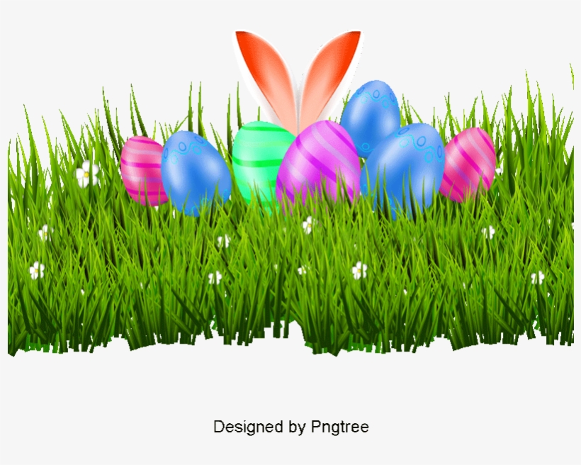 Easter Eggs Vector Material,, Bunny Ears, Meadow, Easter - Easter, transparent png download