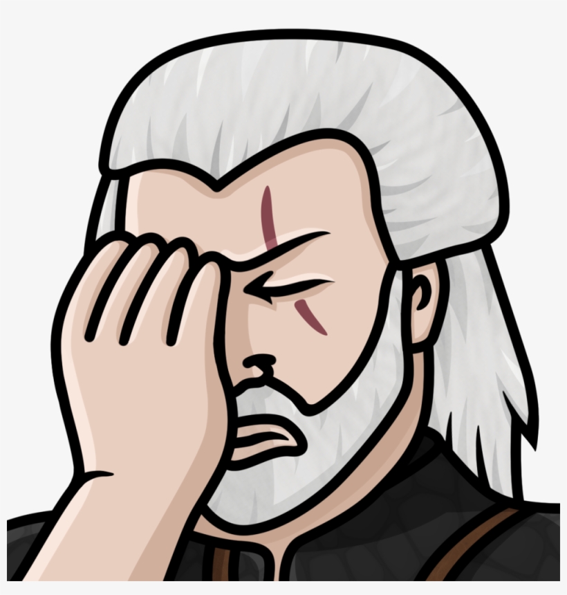 Lunksauce Geralt Facepalm Emote 1120, transparent png download