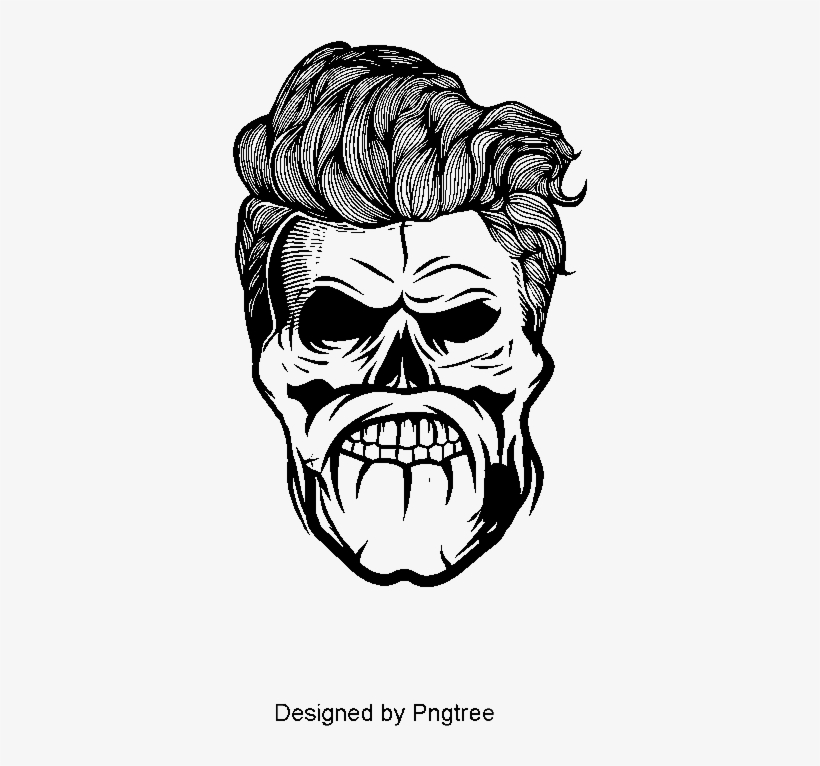 Vector Hair Handsome Skull, Skull, Bone Material, Skull - Art Print: Foxyimage's Skull. Hipster Skull Silhouette, transparent png download
