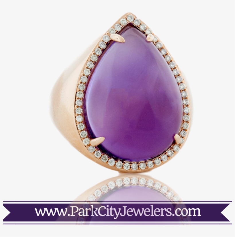 Teardrop Amethyst Diamond Ring - Pave Diamond Snowflake Earrings, transparent png download