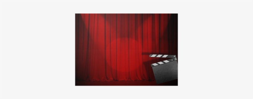 Theatre Red Curtain With Empty Clapper Board Poster - Stage, transparent png download