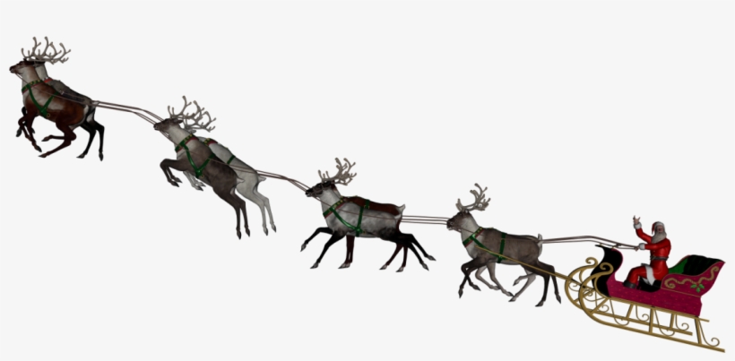 Santa Sleigh Png - Reindeer In A Slay, transparent png download
