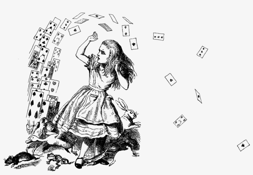 Alice Fighting Against Cards - Sir John Tenniel Alice In Wonderland, transparent png download
