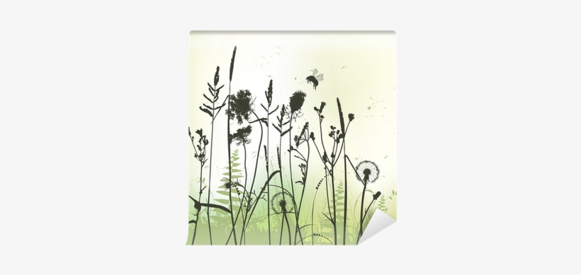 Real Grass Silhouette With Bumblebee - Silhouette, transparent png download