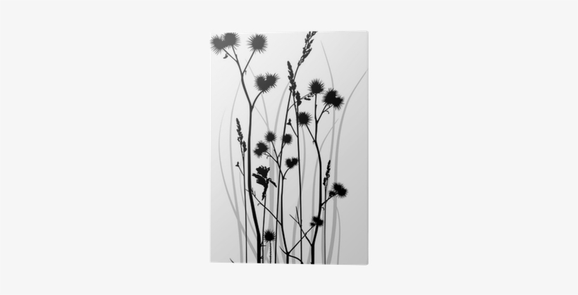 Vector Silhouette Of Grass Blades With Bur Acrylic - Art Print: Reynolds' Polka-dot Wildflowers I, 41x41cm., transparent png download