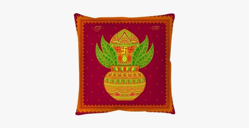 Vector Illustration Of Decorated Mangal Kalash Pillow - Vector Graphics, transparent png download