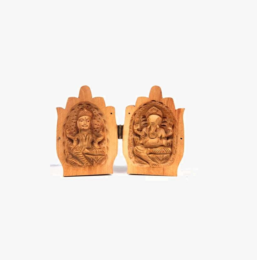 Hand Carved Goddess Laxmi And Lord Ganesh In The Folded - Carving, transparent png download