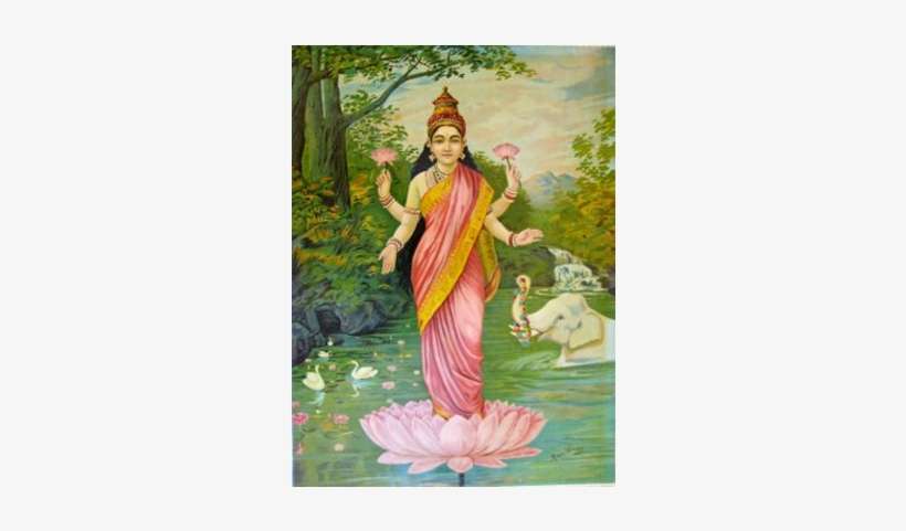 Navaratri Daily Practice - Goddess Lakshmi By Ravi Varma, transparent png download