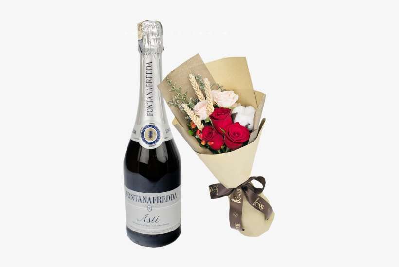 Fontanafredda Asti & Flower Bouquet - Whiskey With Bouquet Of Flowers, transparent png download