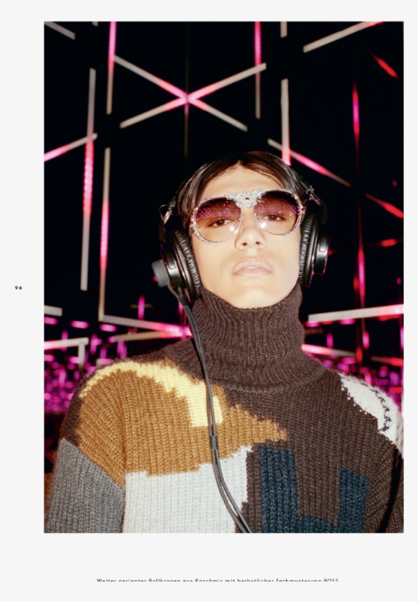 In Boss Sweater And Chanel Sunglasses Shot At Night - Model, transparent png download