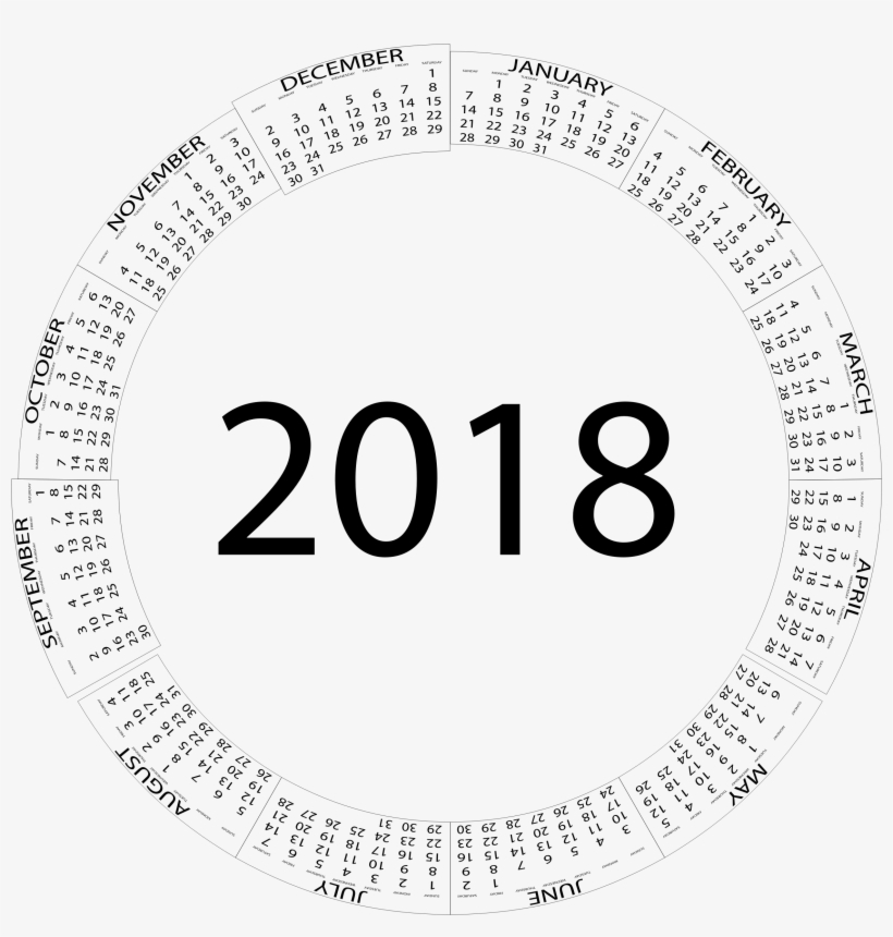 Big Image - 2018 Circular Calendar, transparent png download