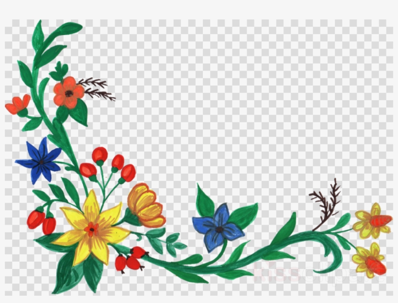 Download Flower Watercolor Corners Transparent Clipart - Portable Network Graphics, transparent png download