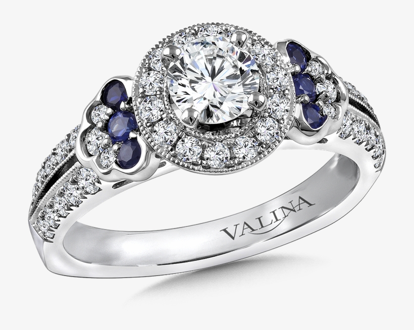 Valina Diamond And Blue Sapphire Engagement Ring Mounting - Valina Engagement Ring Mounting | Size: 6.50, transparent png download