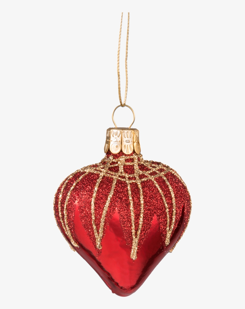 Glass Ornament Red Bell With Glitter Roof - Christmas Ornament, transparent png download
