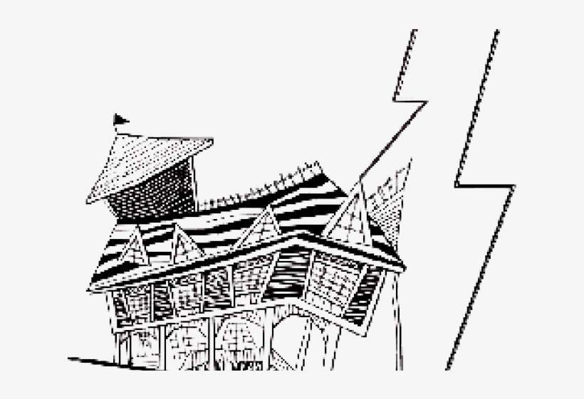 Drawn Haunted House Logo - Cartoon Crooked House, transparent png download