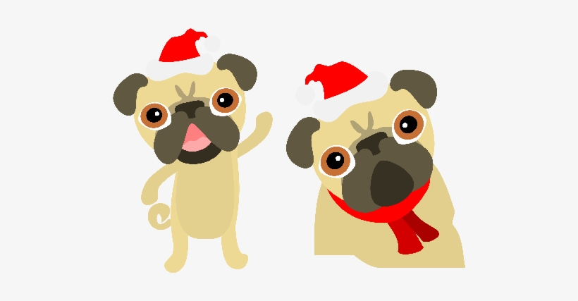 Pug Christmas - Christmas Pug Clipart, transparent png download