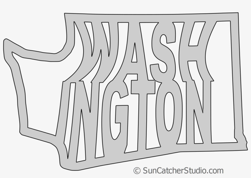 Washington Map Shape Text, Outline Scalable Vector - Washington, transparent png download