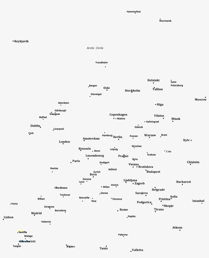 Europe Map Cities - Europe, transparent png download