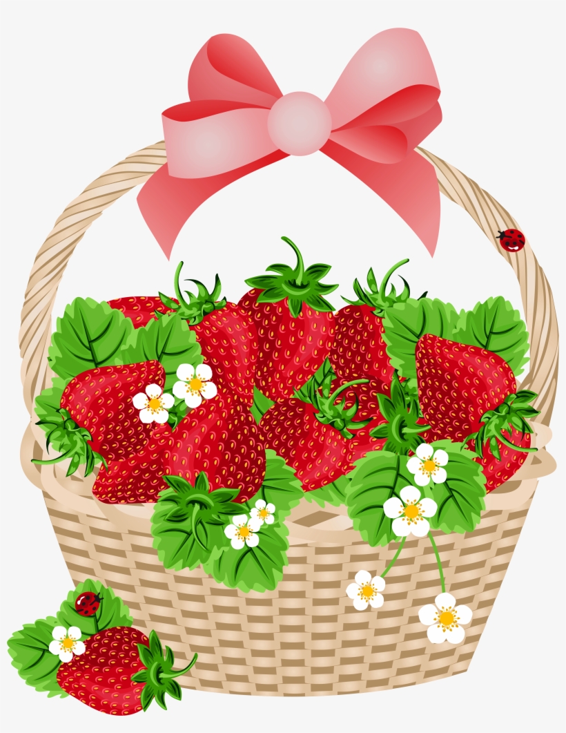 Basket With Strawberries Transparent Png Clipart - Strawberries Clipart Png, transparent png download
