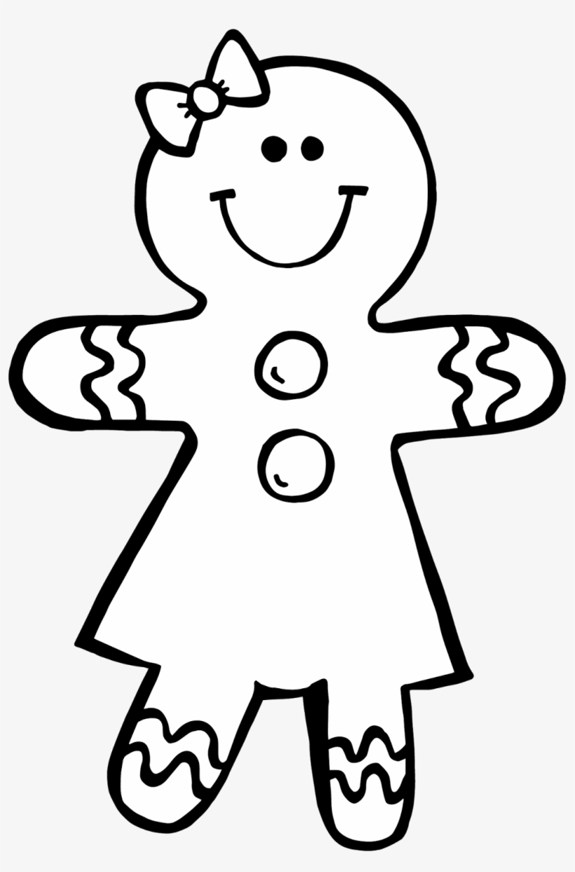 Gingerbread - Gingerbread Clipart Black And White, transparent png download